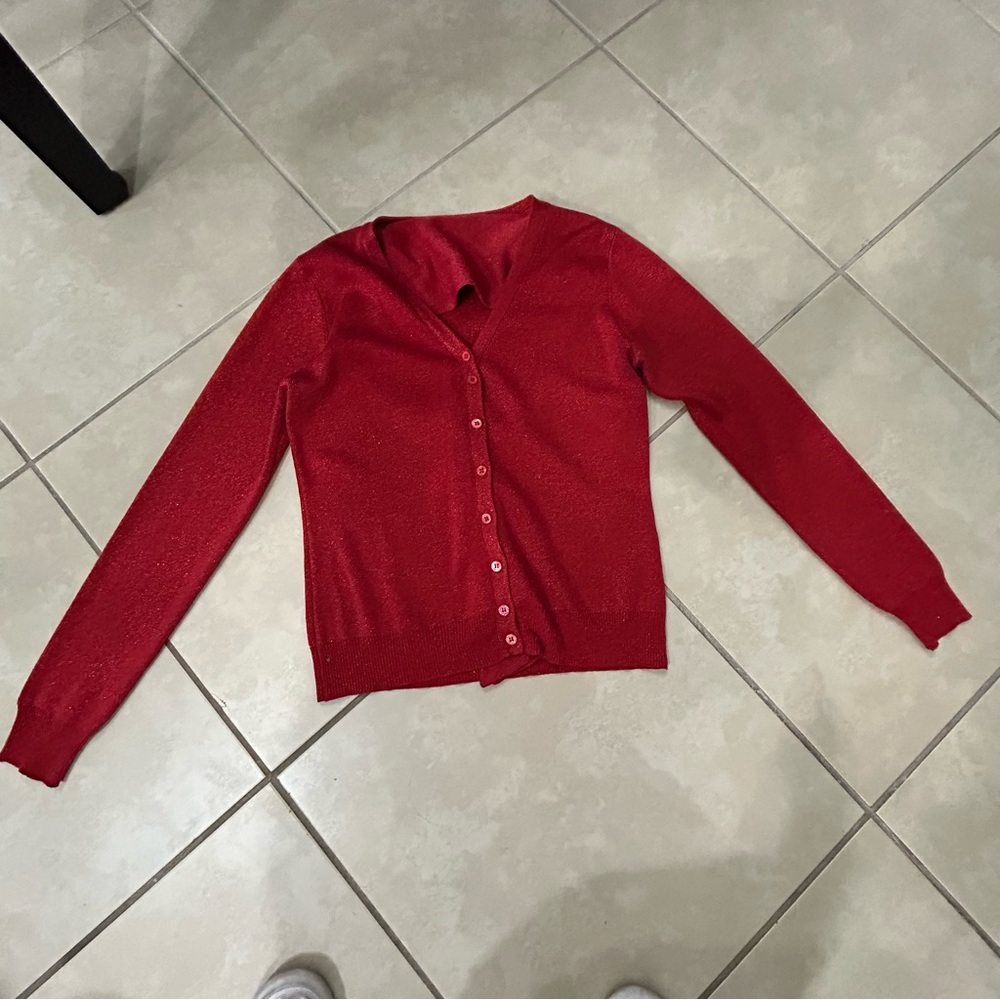 Women’s Joseph A  Size  XL Holiday Cardigan Sweater Red with sparkles
